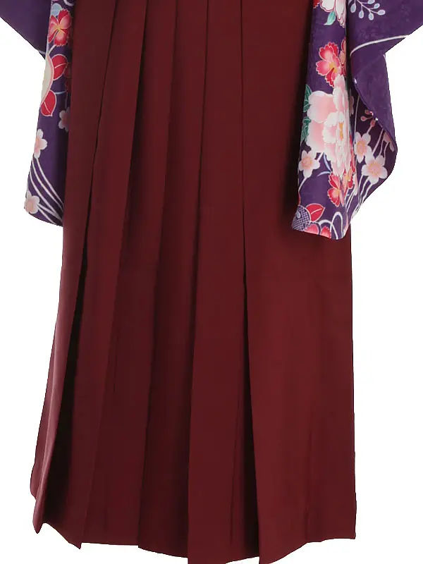 小学生卒業式袴レンタル 紫 牡丹に橘×えんじ袴 Z373