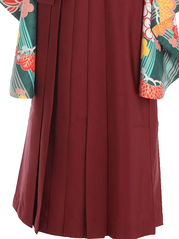 小学生卒業式袴レンタル 緑 松竹梅×えんじ袴 Z377