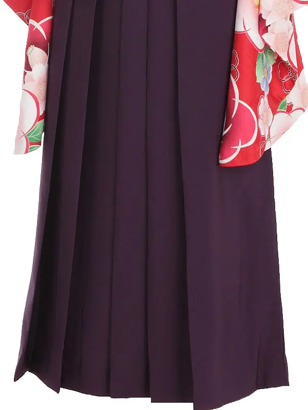 小学生卒業式袴レンタル 赤 椿に桜×紫袴 Z379