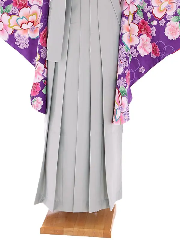 小学生卒業式袴レンタル 紫 桜×グレー袴 Z382