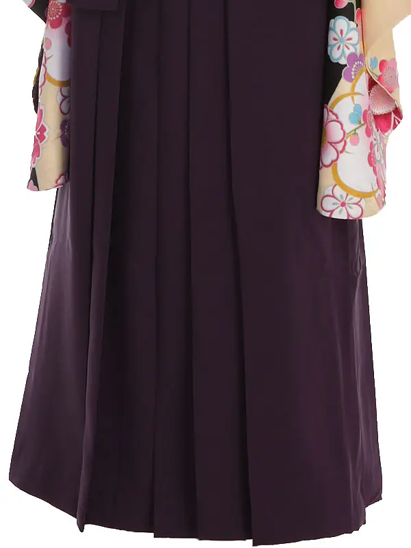 小学生卒業式袴レンタル ベージュ 桜×紫袴 Z383