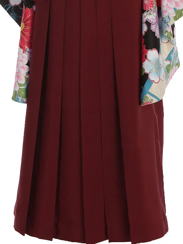 小学生卒業式袴レンタル ベージュ 菊に桜×えんじ袴 Z385