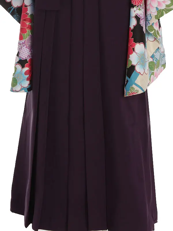 小学生卒業式袴レンタル ベージュ 菊に桜×紫袴 Z386