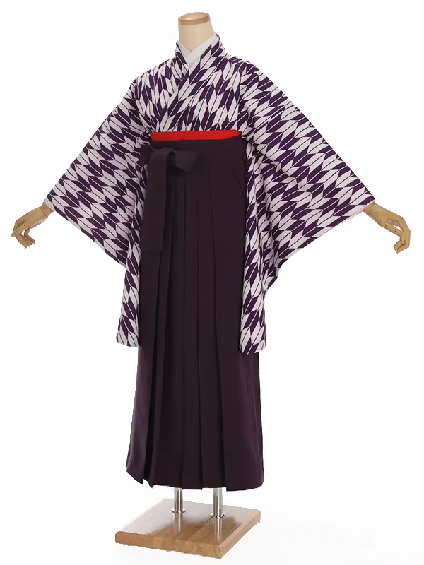 小学生卒業式袴レンタル 紫 矢羽×紫袴 Z387
