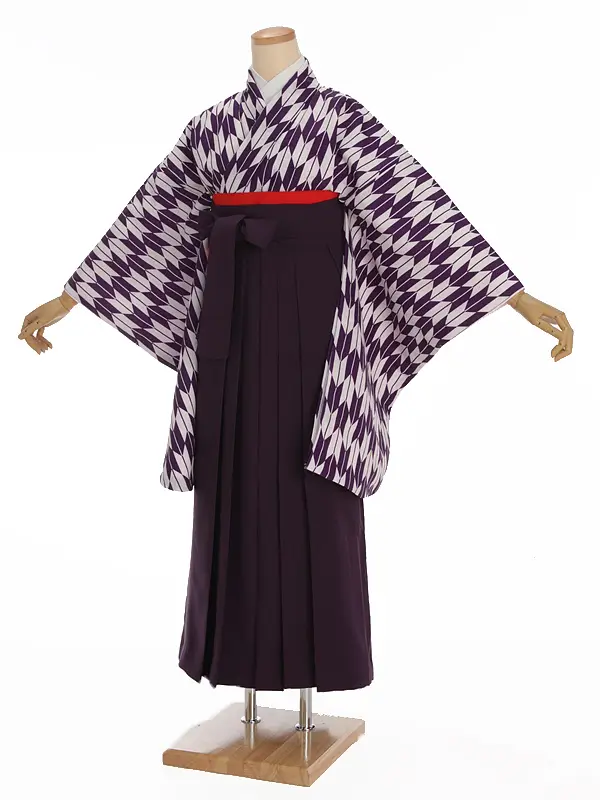 小学生卒業式袴レンタル 紫 矢羽×紫袴 Z387