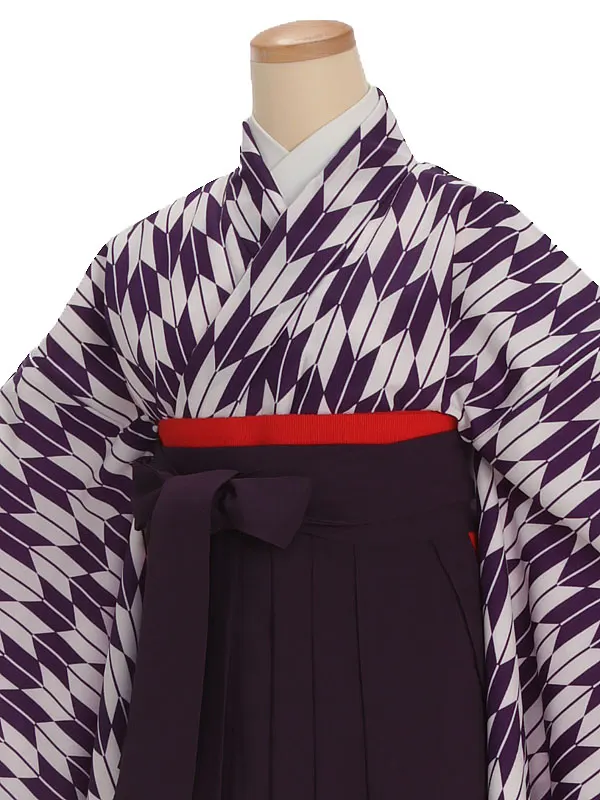 小学生卒業式袴レンタル 紫 矢羽×紫袴 Z387