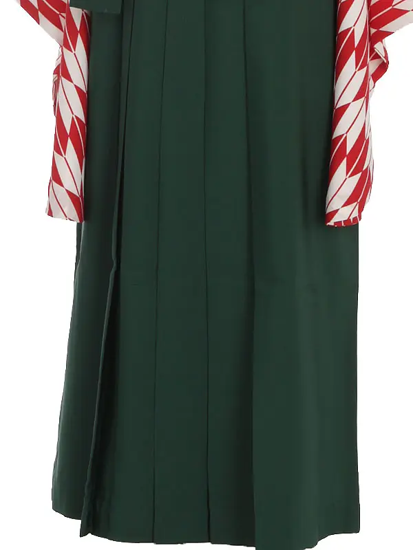 小学生卒業式袴レンタル 赤 矢羽×緑袴 Z388