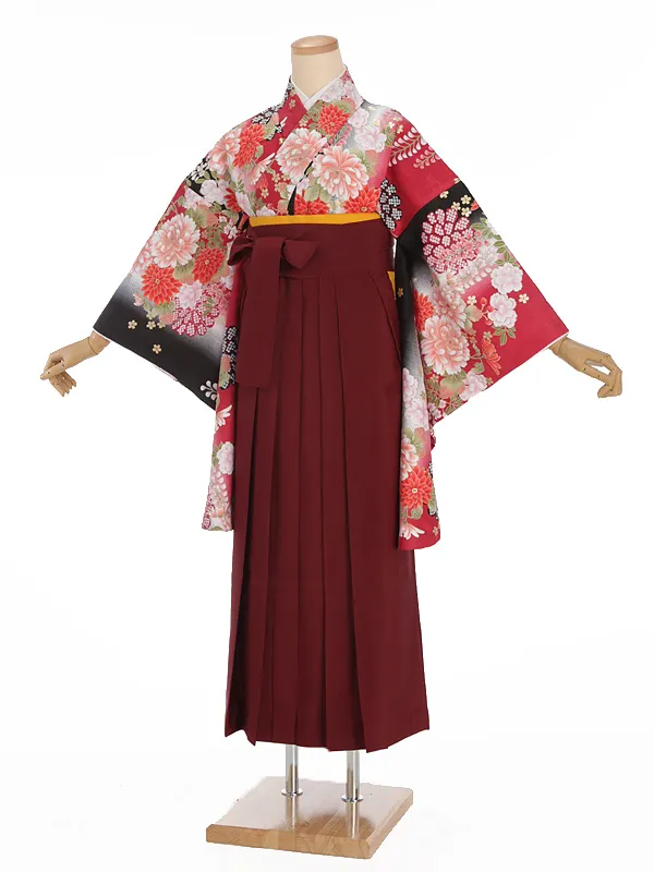 小学生卒業式袴レンタル 赤 ×えんじ袴 Z389