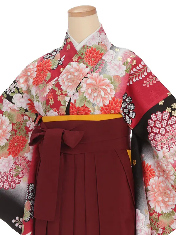 小学生卒業式袴レンタル 赤 ×えんじ袴 Z389