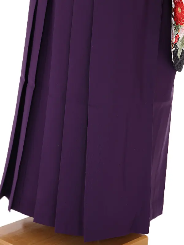 小学生卒業式袴レンタル 黒 菊に牡丹と桜×紫袴 Z392