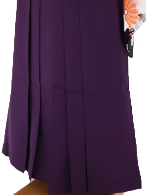 小学生卒業式袴レンタル 黒 菊に桜×紫袴 Z394