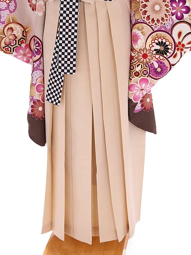 小学生卒業式袴レンタル グレー 菊に梅×ベージュ袴 Z395