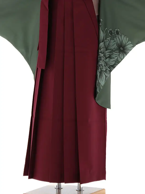 小学生卒業式袴レンタル 緑 菊×えんじ袴 Z402