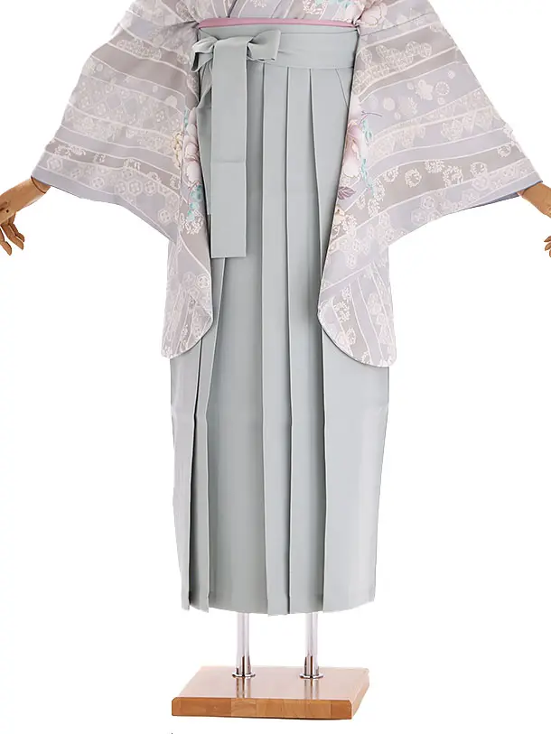 小学生卒業式袴レンタル グレー 牡丹×グレー袴 Z403