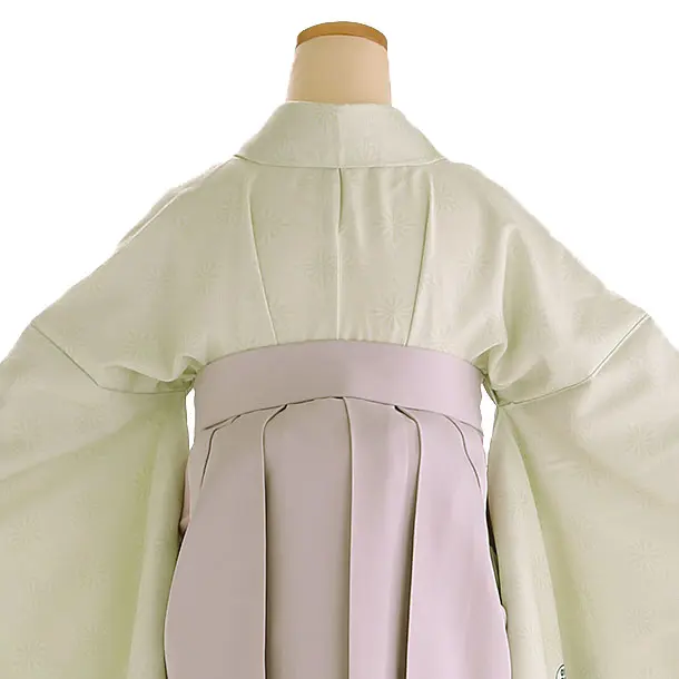 小学生卒業式袴レンタル 緑 梅×ベージュ袴 Z405