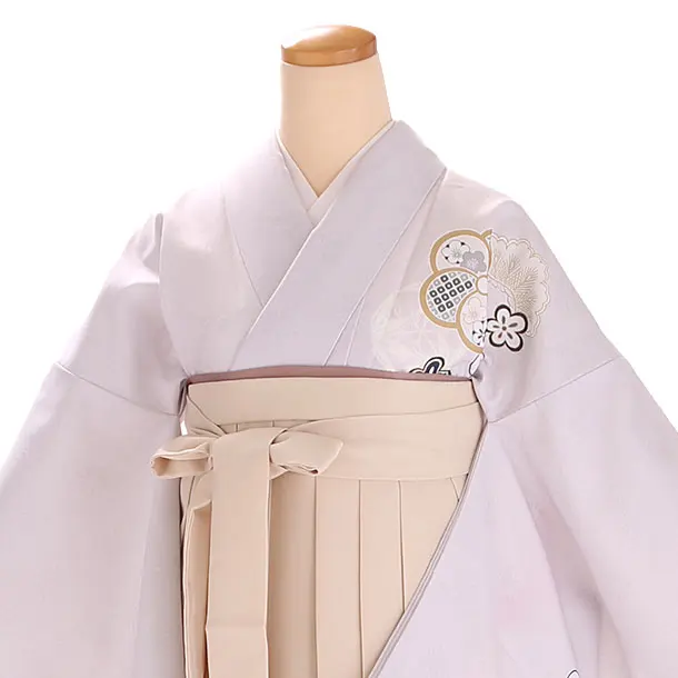 小学生卒業式袴レンタル グレー 梅×ベージュ袴 Z406