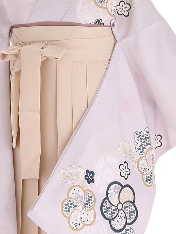 小学生卒業式袴レンタル グレー 梅×ベージュ袴 Z406