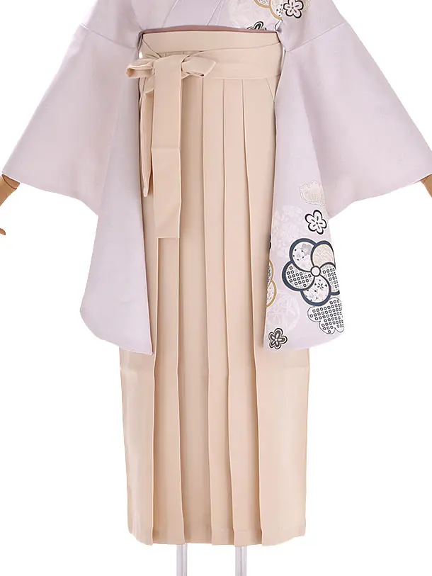 小学生卒業式袴レンタル グレー 梅×ベージュ袴 Z406