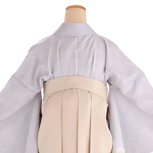 小学生卒業式袴レンタル グレー 梅×ベージュ刺繍袴 Z407