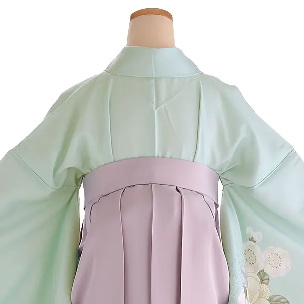 小学生卒業式袴レンタル 緑 芍薬に桜×ピンク袴 Z408