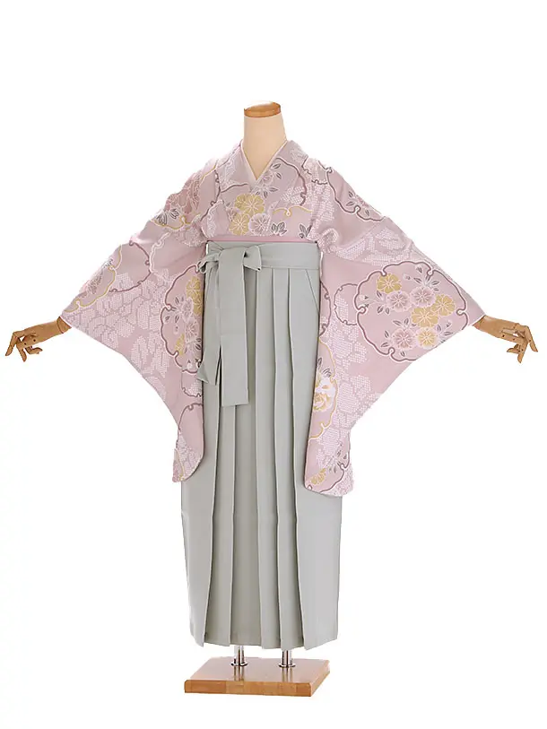 小学生卒業式袴レンタル 紫 華雪輪×緑袴 Z411