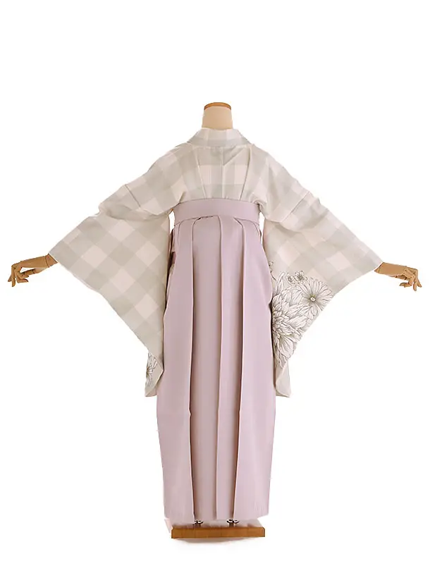 小学生卒業式袴レンタル ベージュ 菊×ピンク袴 Z412