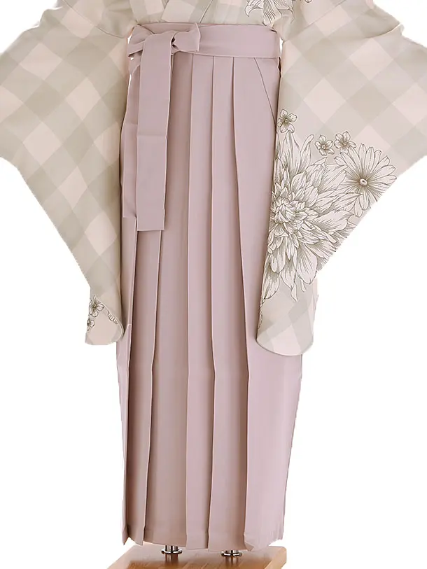 小学生卒業式袴レンタル ベージュ 菊×ピンク袴 Z412