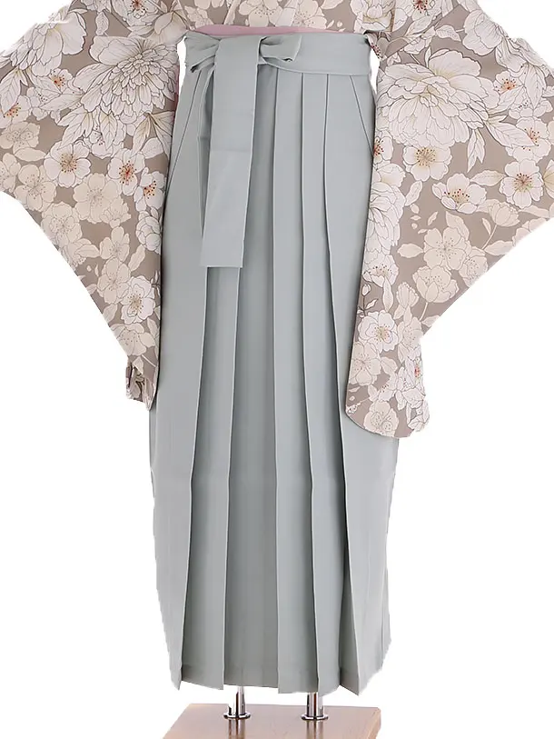 小学生卒業式袴レンタル ベージュ 桜×緑袴 Z413