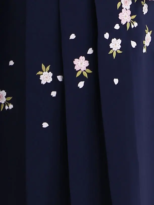 小学生卒業式袴レンタル 赤 鹿の子に華紋×紺刺繍袴 Z417