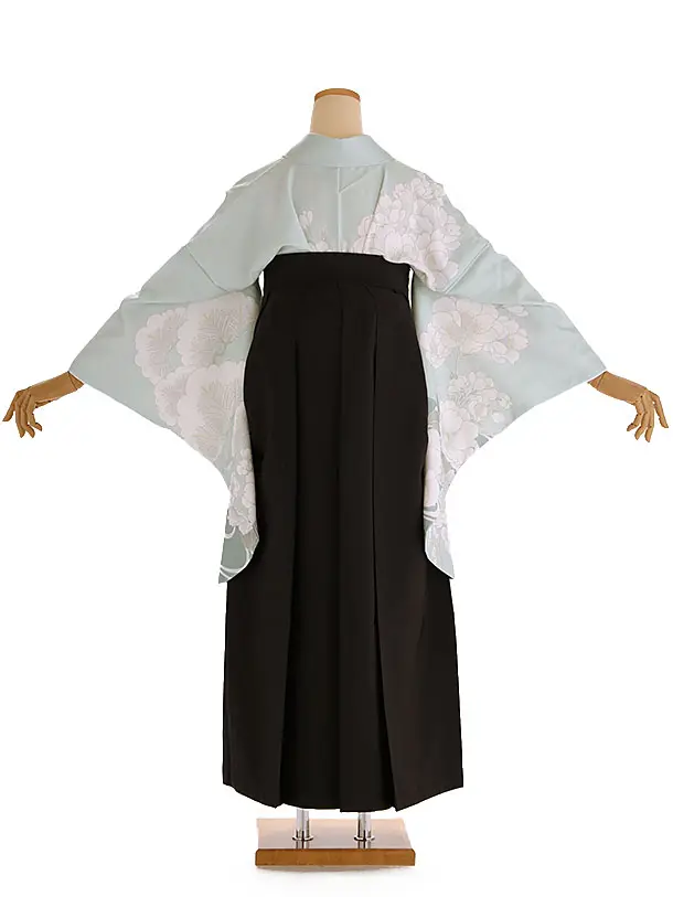 小学生卒業式袴レンタル 緑 桜に流水×黒刺繍袴 Z418