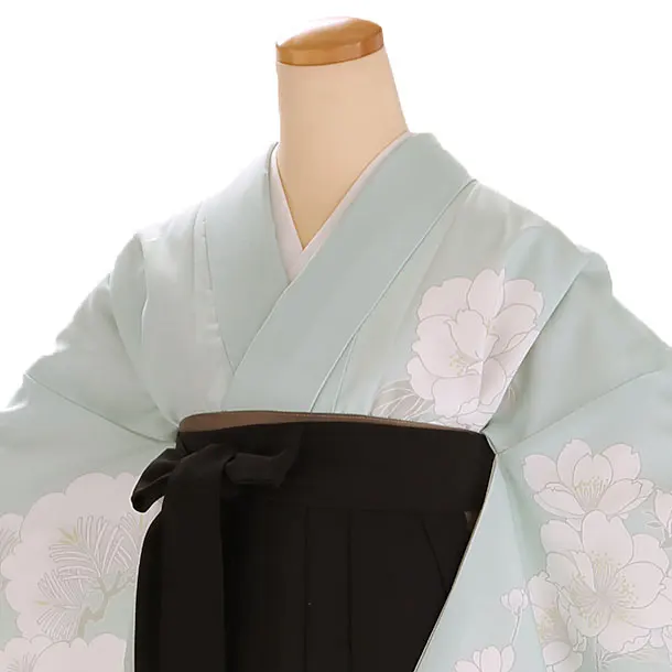 小学生卒業式袴レンタル 緑 桜に流水×黒刺繍袴 Z418