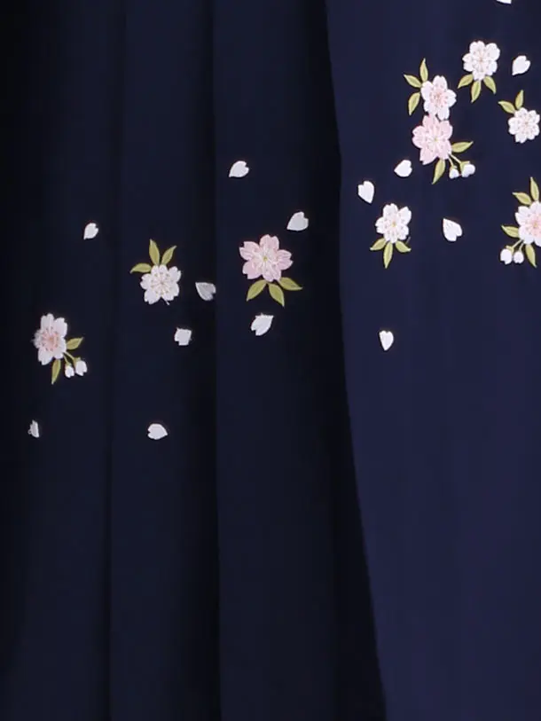 小学生卒業式袴レンタル からし 雪輪×紺刺繍袴 Z420