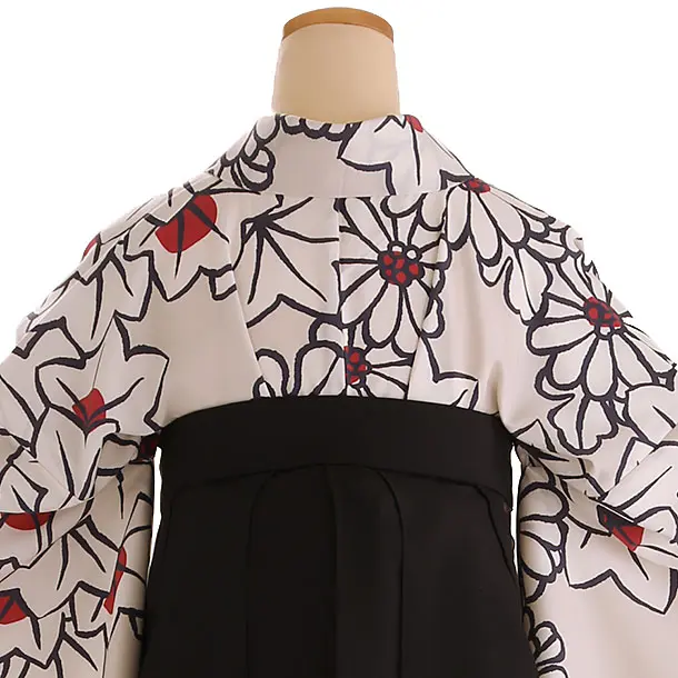 小学生卒業式袴レンタル ベージュ 花×黒袴 Z421