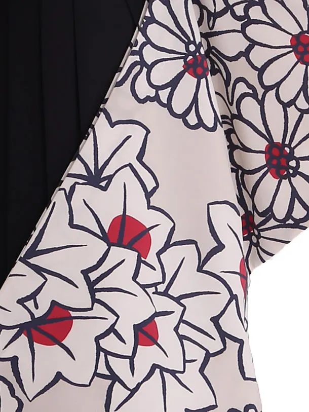 小学生卒業式袴レンタル ベージュ 花×黒袴 Z421