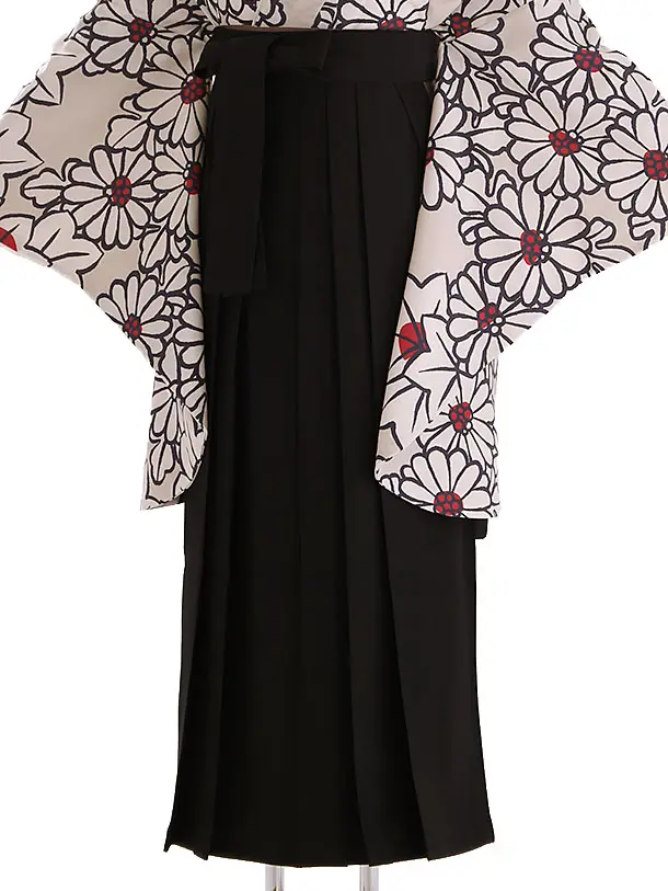 小学生卒業式袴レンタル ベージュ 花×黒袴 Z421