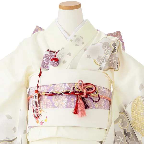 ジュニア着物レンタル（10歳前後女子結び帯） きなり　光琳梅 Z001