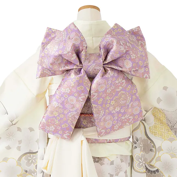ジュニア着物レンタル（10歳前後女子結び帯） きなり　光琳梅 Z001