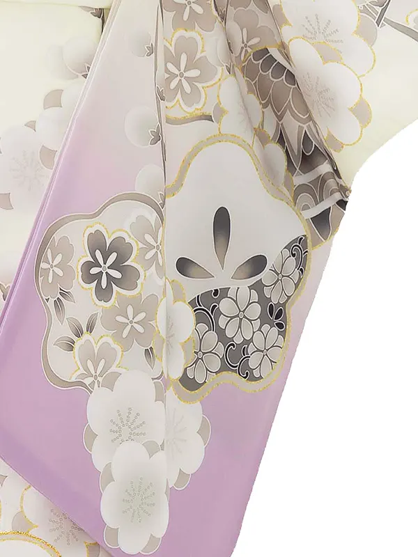 ジュニア着物レンタル（10歳前後女子結び帯） きなり　光琳梅 Z001