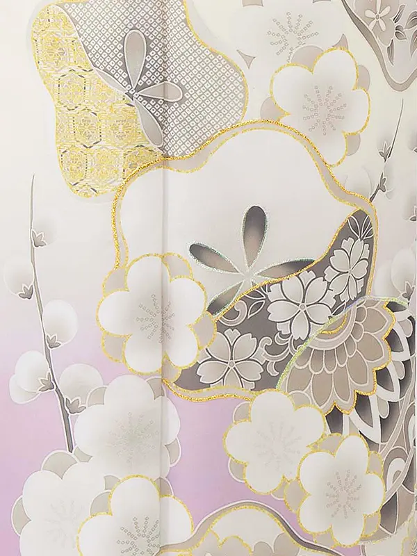 ジュニア着物レンタル（10歳前後女子結び帯） きなり　光琳梅 Z001