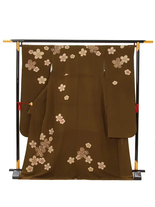 【正絹】卒業式女性袴 振袖袴 茶 梅/ベージュ袴 0079