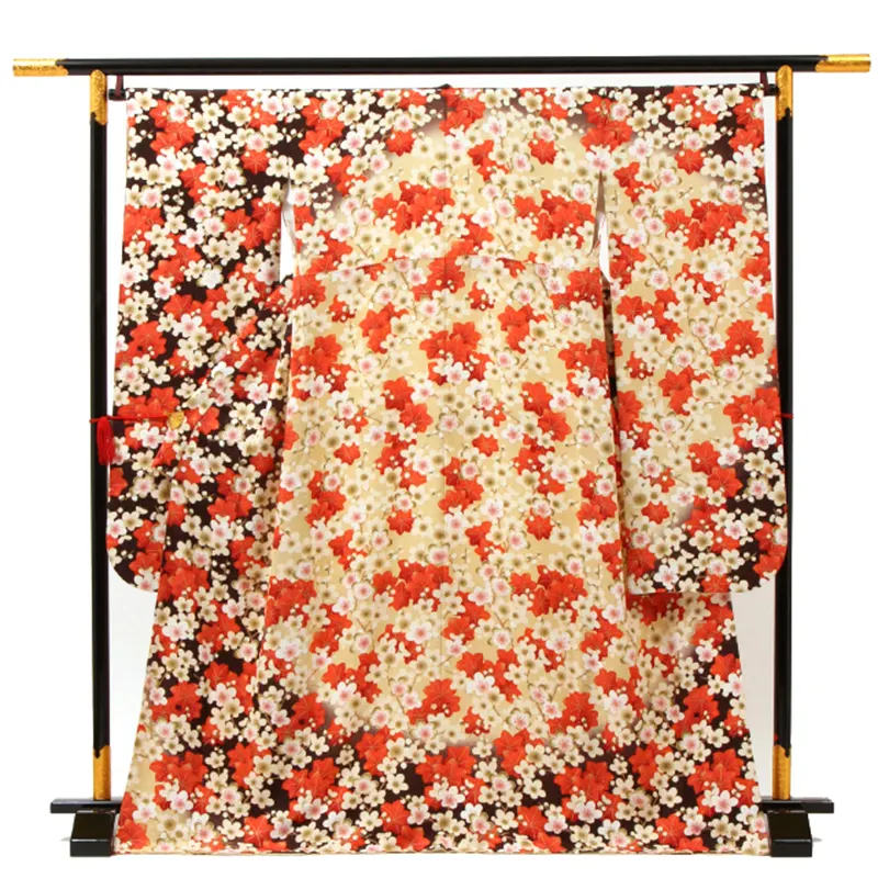 【正絹】卒業式女性袴 振袖袴 茶 梅楓/ベージュ袴 0235