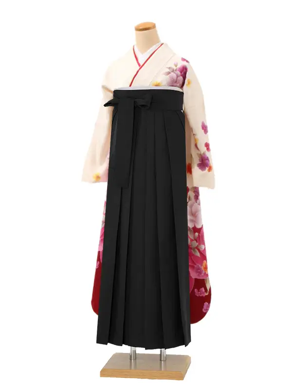 【正絹】卒業式女性袴 振袖袴 ピンク 桜薔薇/黒袴 0239