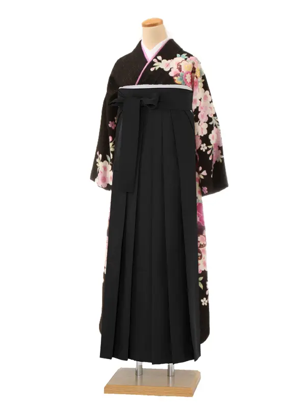 【正絹】卒業式女性袴 振袖袴 黒 菊牡丹桜 くす玉/黒袴 0252