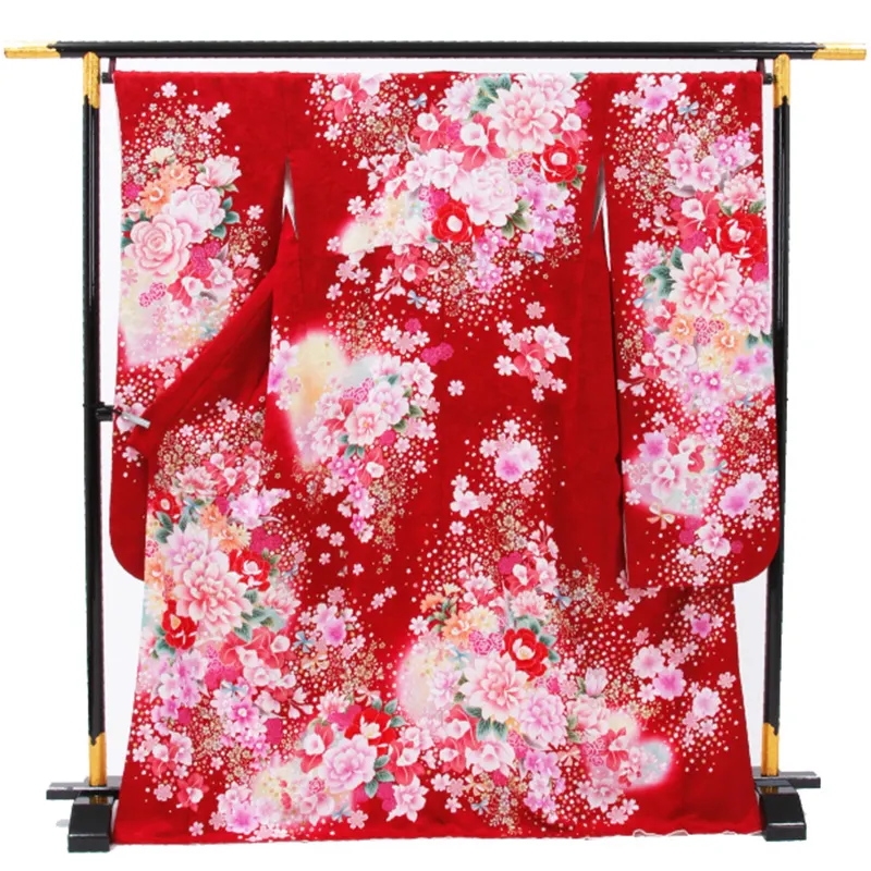 【正絹】卒業式女性袴 振袖袴 赤 菊薔薇/茶袴 0287