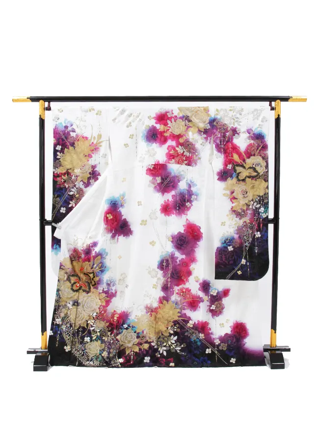 【正絹】卒業式女性袴 振袖袴 紫 薔薇/紺袴 0289