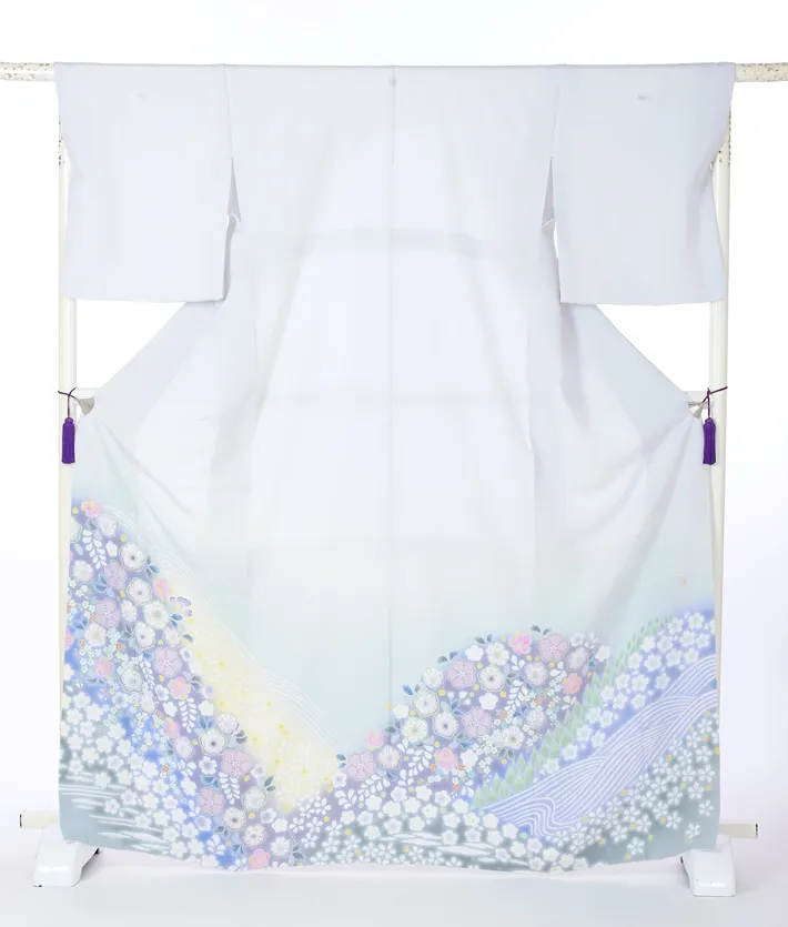 桂由美 色留袖レンタル辻ヶ花 ブルー 8AB123