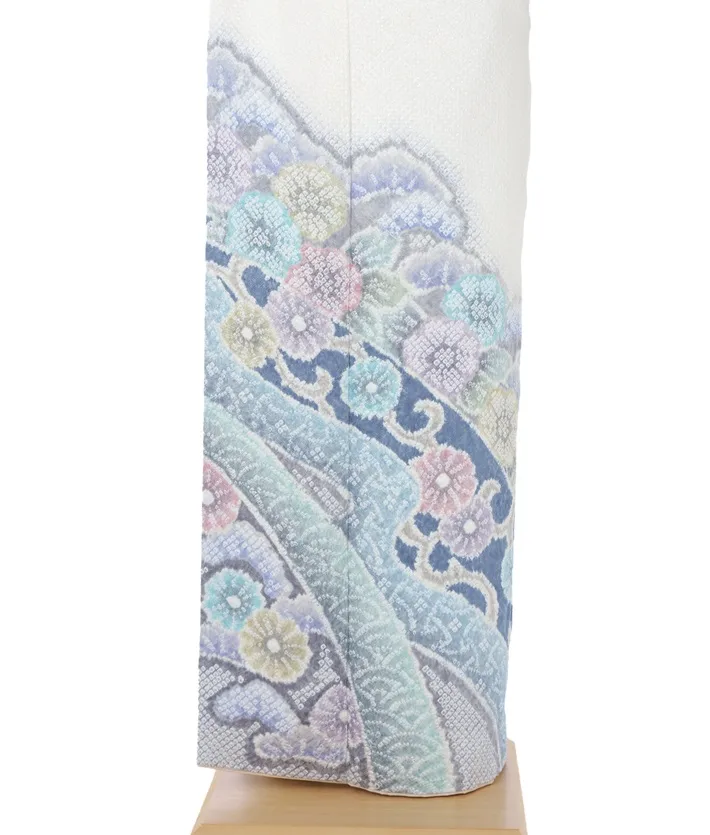 総絞り 訪問着ﾚ ﾝﾀﾙ 藤娘きぬたや 白 8AD613