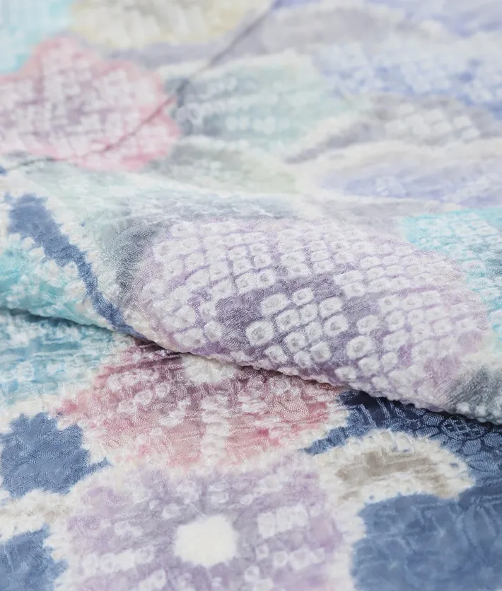 総絞り 訪問着ﾚ ﾝﾀﾙ 藤娘きぬたや 白 8AD613