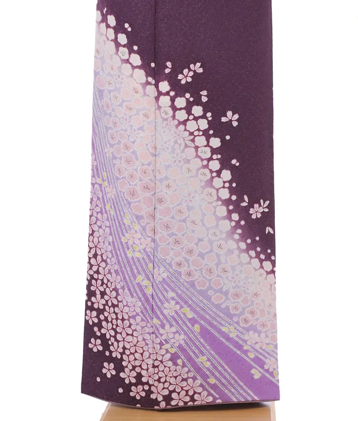 正絹訪問着ﾚ ﾝﾀﾙ 紫 おぼろ染調 ラメ 8AD628
