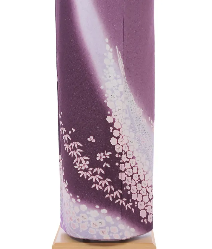 正絹訪問着ﾚ ﾝﾀﾙ 紫 おぼろ染調 ラメ 8AD628